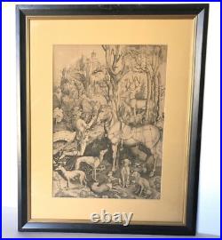 Albrecht Dürer. Saint Eustache. Belle gravure encadrée