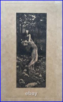Alejandro DE RIQUER, Ex Libris, gravure, Art Nouveau