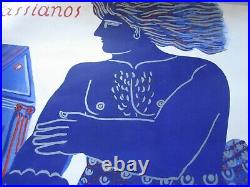 Alexandre Fassianos / Nu bleu à l'écharpe / Affiche lithographique en couleur