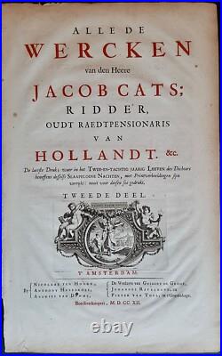 Alle de Wercken de Jacob Cats par Michiel Mosyn & J. Lamsvelt 1712