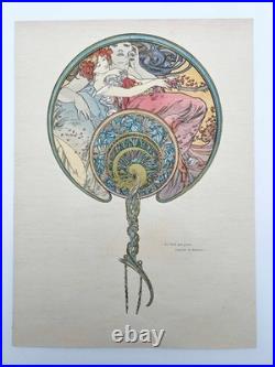 Alphonse Mucha Original Art Nouveau Lithograph c. 1900 30×22 cm