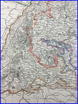 Ancien Carte De Allemagne Allemand Europe Ancien Main Coloré 19th Siècle Grand