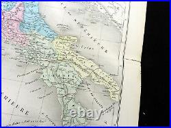 Ancien Carte De Ancien Italie Italien Romain Empire Main Coloré Gravure 1878