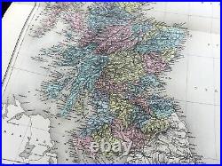 Ancien Carte De Écosse Ecosse Edinbourg Ville Paysage Main Coloré Gravure