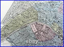 Ancien Carte De Paris Ville Rue Plan Français Main Coloré Gravure 1893
