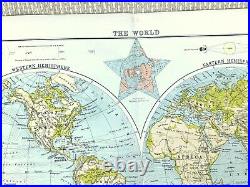 Ancien Carte Du Monde Ouest Du Nord Hémisphère Globe Berghaus Étoile Chart
