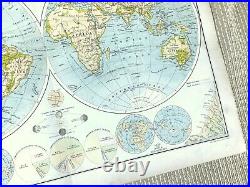 Ancien Carte Du Monde Ouest Du Nord Hémisphère Globe Berghaus Étoile Chart