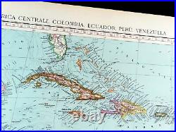 Ancien Italien Carte De Central Amérique Columbia Pérou Équateur Venezuela 1929