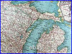 Ancien Italien Carte De États-unis Michigan Illinois Kentucky Indiana 1929