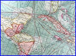 Ancien Ligne Route Carte Central Américain Océan Doublure Ouest Antilles 1905