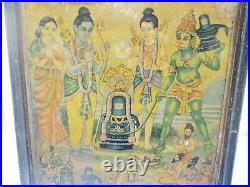 Ancien Rama Sita Hanuman Carry Shivalina Setubandha Rameswar Old Litho Print