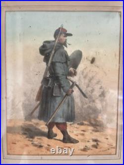 Ancien Tableau Lithographie AUGUSTRE BRY Soldat Infanterie Première Guerre Poilu Ancien Tableau Lithographie AUGUSTRE BRY Soldat Infanterie Première Guerre Poilu