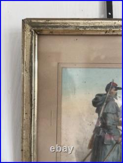 Ancien Tableau Lithographie AUGUSTRE BRY Soldat Infanterie Première Guerre Poilu Ancien Tableau Lithographie AUGUSTRE BRY Soldat Infanterie Première Guerre Poilu