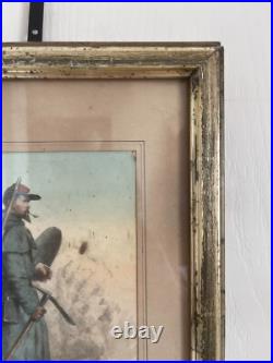 Ancien Tableau Lithographie AUGUSTRE BRY Soldat Infanterie Première Guerre Poilu Ancien Tableau Lithographie AUGUSTRE BRY Soldat Infanterie Première Guerre Poilu