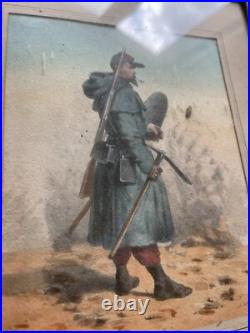 Ancien Tableau Lithographie AUGUSTRE BRY Soldat Infanterie Première Guerre Poilu Ancien Tableau Lithographie AUGUSTRE BRY Soldat Infanterie Première Guerre Poilu