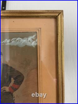 Ancien Tableau Lithographie Soldat Infanterie Première Guerre Poilu Ancien Tableau Lithographie Soldat Infanterie Première Guerre Poilu