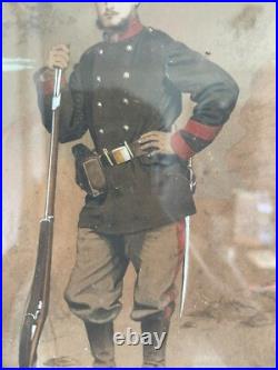 Ancien Tableau Lithographie Soldat Infanterie Première Guerre Poilu Ancien Tableau Lithographie Soldat Infanterie Première Guerre Poilu