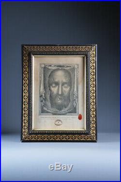 Ancien reliquaire Sainte face relic vatican Vera effigies Jésus Christ wax seal