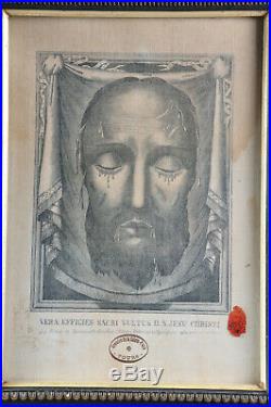 Ancien reliquaire Sainte face relic vatican Vera effigies Jésus Christ wax seal