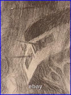 Ancienne Gravure Lithographie Charles Fouqueray Bateau La Fin Du Bouvet 1915