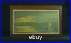 Ancienne estampe Symboliste Art Nouveau Marine Venise Bateau Paul Berthon 1930