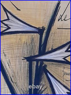Ancienne litho originale bernard buffet les lys signée dans la planche