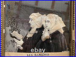Ancienne soie tissée française les rameaux Elisabeth Sonrel Vers 1900