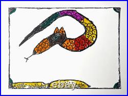 André ROBILLARD Le Cobra Indien Dessin original exceptionnel Art Brut 2000