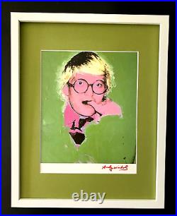 Andy Warhol + Rare 1984 David Hockney Imprimé Mat Et Encadré