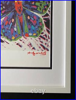 Andy Warhol + Rare 1984 Signée Imprimé Papillon Mat Et Encadré