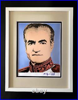 Andy Warhol + Rare 1984 Signée The Shah De Iran Imprimé Mat Et Encadrée