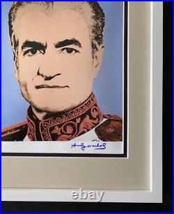 Andy Warhol + Rare 1984 Signée The Shah De Iran Imprimé Mat Et Encadrée