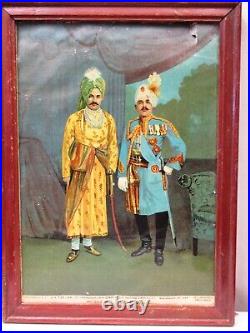 Antique Lithographie Imprimé H. H. The Jam De Jamnagar & H. H. Général Sir Partab