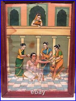 Antique Lithographie Imprimé Oleograph Gopichand Ravi Varma Presse Lonawala