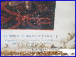 Antique Vintage Old Not Lithograph Impression couleur Inde Mysore