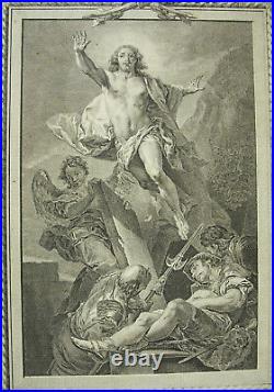 Antique print la Résurrection du Christ scène religieuse c1750 Jésus ressuscité