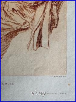 Antoine Watteau Gravure Eau Forte Sanguine Etching Joueurs De Cornemuse Bagpipe