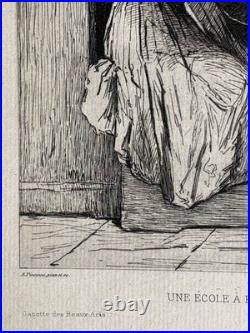 Antonio Piccinni Gravure Eau Forte Etching Une École A Rome 1872 Enfants Italie