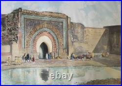 Aquatinte orientaliste, signée Maurice Romberg Marrakech Maroc