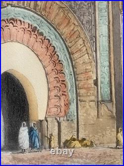Aquatinte orientaliste, signée Maurice Romberg Marrakech Maroc