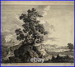 Arbre Paysage JACOB PHILIPP HACKERT Gravure EAU FORTET 1763