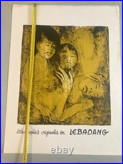 Art Lithographie Lebagang Portrait Affiche Art 1970 Gravure Personnage Estampe
