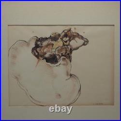 Artiste C. Thomas Aquarelle Et Stylo Original Peinture Dessin Art
