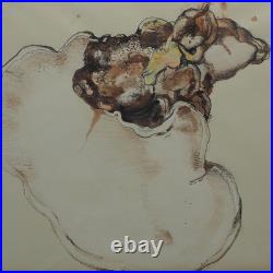 Artiste C. Thomas Aquarelle Et Stylo Original Peinture Dessin Art
