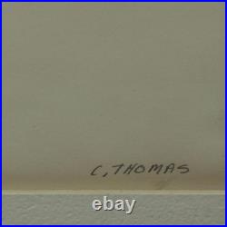 Artiste C. Thomas Aquarelle Et Stylo Original Peinture Dessin Art
