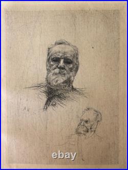 Auguste Rodin Gravure eau forte etching Portrait Écrivain Victor Hugo 1889