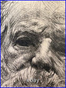 Auguste Rodin Gravure eau forte etching Portrait Écrivain Victor Hugo 1889