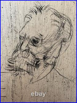 Auguste Rodin Gravure eau forte etching Portrait Écrivain Victor Hugo 1889
