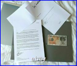 Authentic Banksy di Faced Tenner +letter of Lazaride Sign NO jonone obey arsham