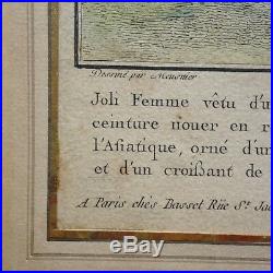 BELLE GRAVURE MODE XVIII BASSET d'après MEUSNIER chez BASSET RUE St JACQUES